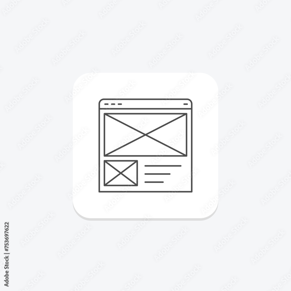 Wireframe icon, design, layout, sketch, blueprint thinline icon, editable vector icon, pixel perfect, illustrator ai file Wireframe icon, design, layout, sketch, blueprint thinline icon, editable vector icon, pixel perfect, illustrator ai file