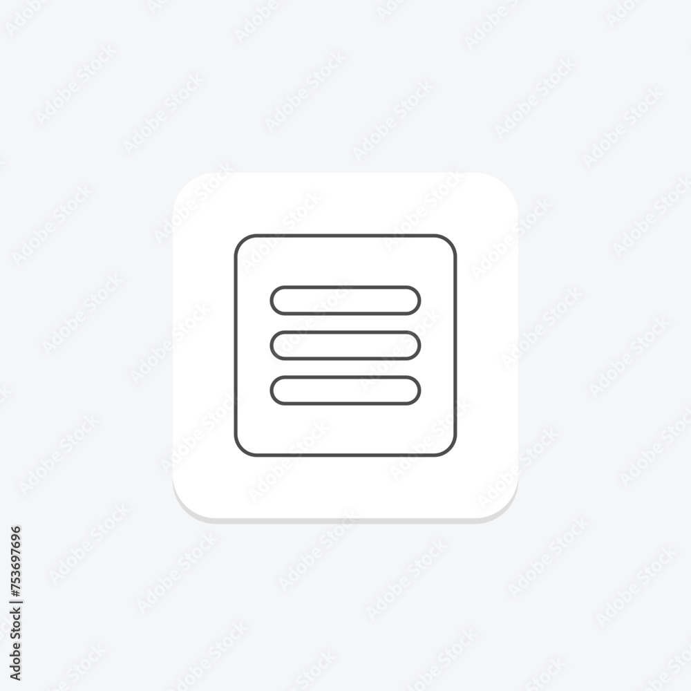 Menu icon, navigation, web, app, mobile thinline icon, editable vector icon, pixel perfect, illustrator ai file Menu icon, navigation, web, app, mobile thinline icon, editable vector icon, pixel perfect, illustrator ai file