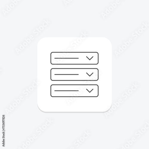Accordion icon, ui, ux, userinterface, userexperience thinline icon, editable vector icon, pixel perfect, illustrator ai file
