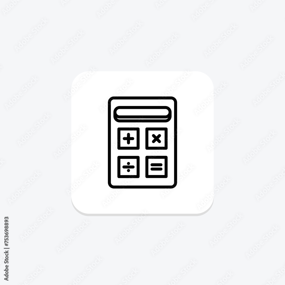 Calculator icon, math, calculation, numbers, adding line icon, editable vector icon, pixel perfect, illustrator ai file Calculator icon, math, calculation, numbers, adding line icon, editable vector icon, pixel perfect, illustrator ai file