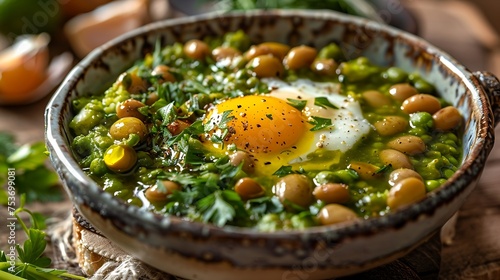 fava bean breakfast dish with herbs and spices
