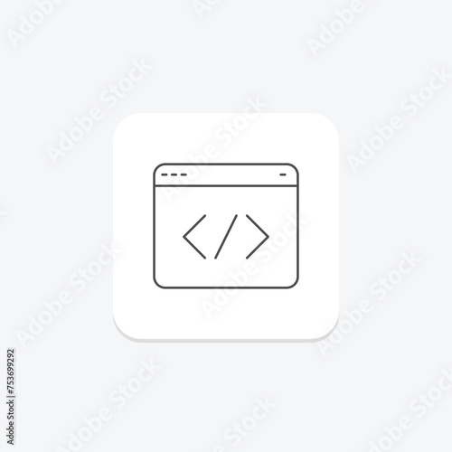 Code Editor icon, editor, edit, programming, development thinline icon, editable vector icon, pixel perfect, illustrator ai file