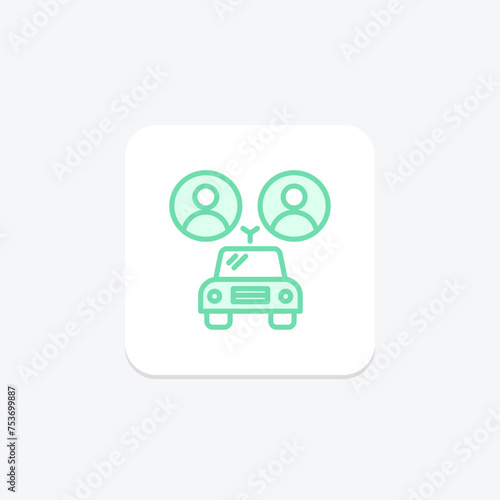 Ride Sharing icon, sharing, car, taxi, travel duotone line icon, editable vector icon, pixel perfect, illustrator ai file photo