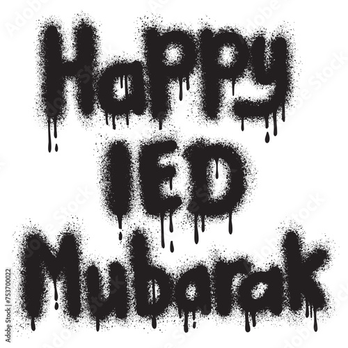 Eid mubarak greetings drawn with graffiti style spray paint