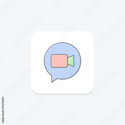 Video Call icon, call, chat, talk, communicate lineal color icon, editable vector icon, pixel perfect, illustrator ai file