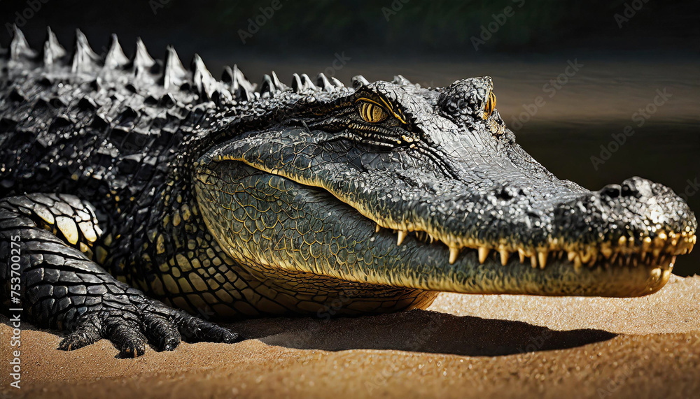 Fototapeta premium Alligator on the sandy shore .