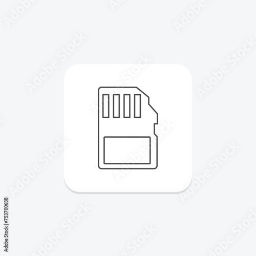 Memory Card icon, card, storage, data, digital thinline icon, editable vector icon, pixel perfect, illustrator ai file photo