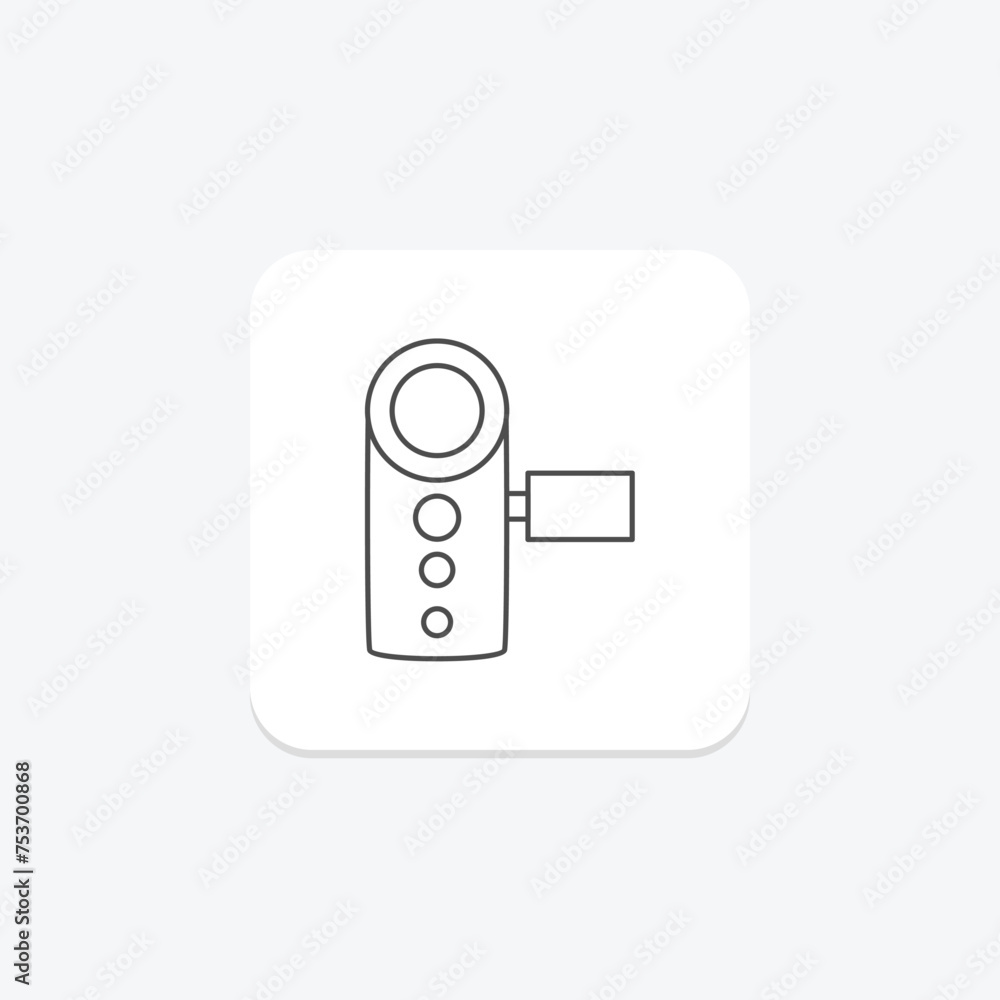 Handycam icon, camera, video, camcorder, handheld thinline icon, editable vector icon, pixel perfect, illustrator ai file