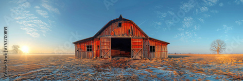 A large wooden barn that was empty. photo