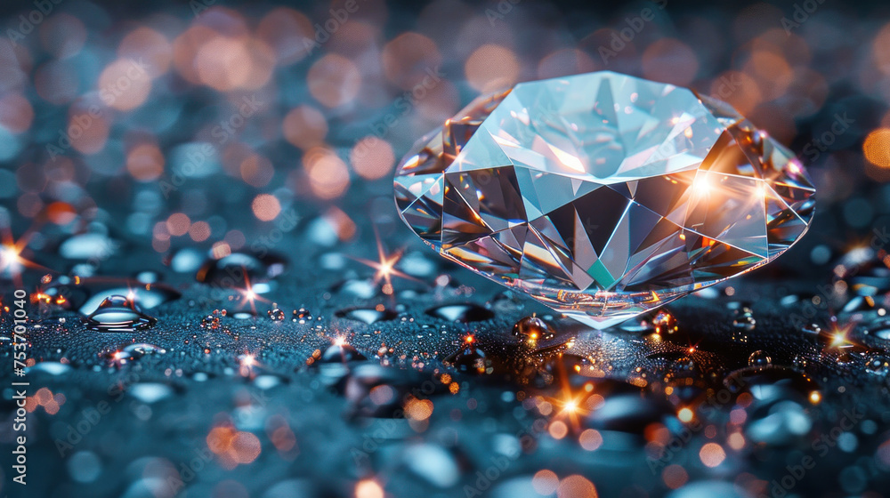 A shiny diamond on dark background. A shiny diamond on dark background.