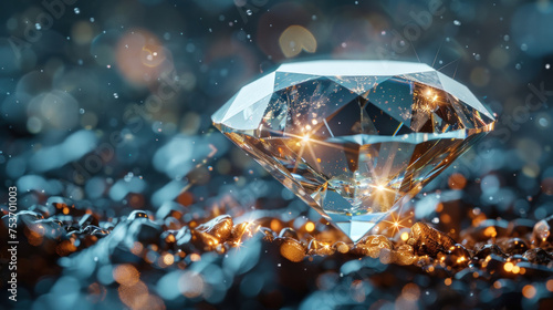 A shiny diamond on dark background.