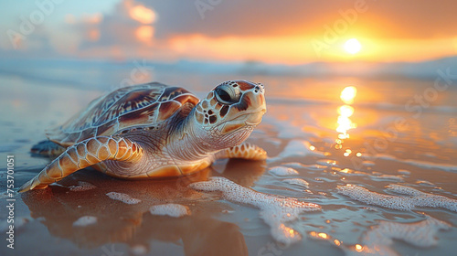 A turtle on the beach.