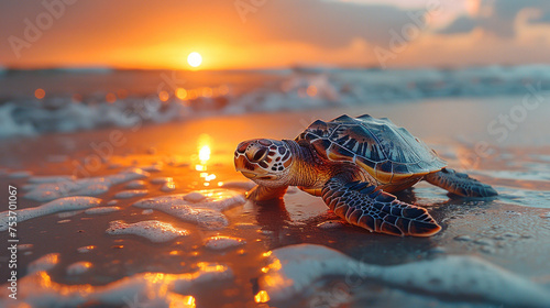 A turtle on the beach.