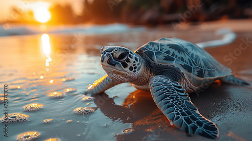 A turtle on the beach. #753701070