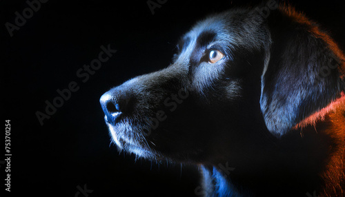 Close up black labrador retriever portrait. © Karo