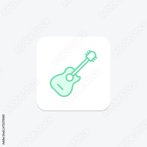 Guitar icon, music, instrument, play, acoustic duotone line icon, editable vector icon, pixel perfect, illustrator ai file