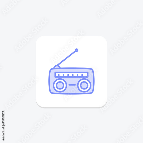 Radio icon, broadcast, station, music, news duotone line icon, editable vector icon, pixel perfect, illustrator ai file