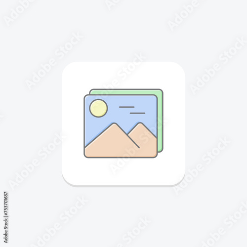 Photographs icon, photos, pictures, images, snapshots lineal color icon, editable vector icon, pixel perfect, illustrator ai file