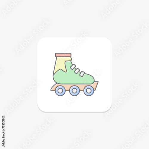 rollerblades icon, skate, roller, skate, rollerblade lineal color icon, editable vector icon, pixel perfect, illustrator ai file