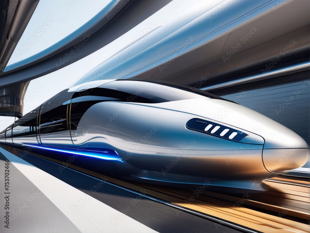 Futuristic bullet train or hyperloop ultrasonic.