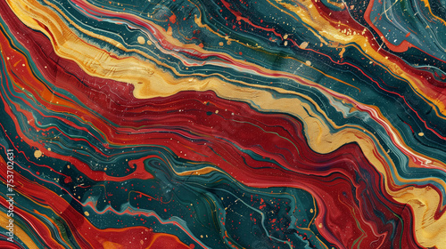 Marbling background, dark colors, green, red, yellow