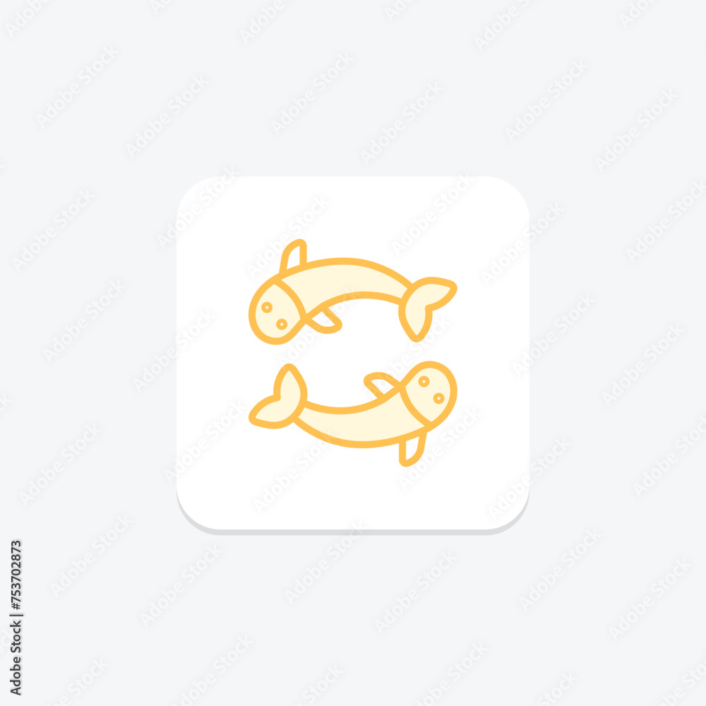 Fototapeta premium Koi Fish icon, fish, pond, water, japanese duotone line icon, editable vector icon, pixel perfect, illustrator ai file