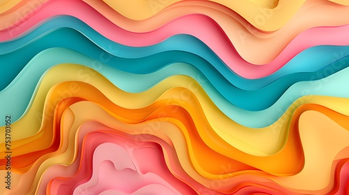 Vibrant paper cut waves photo