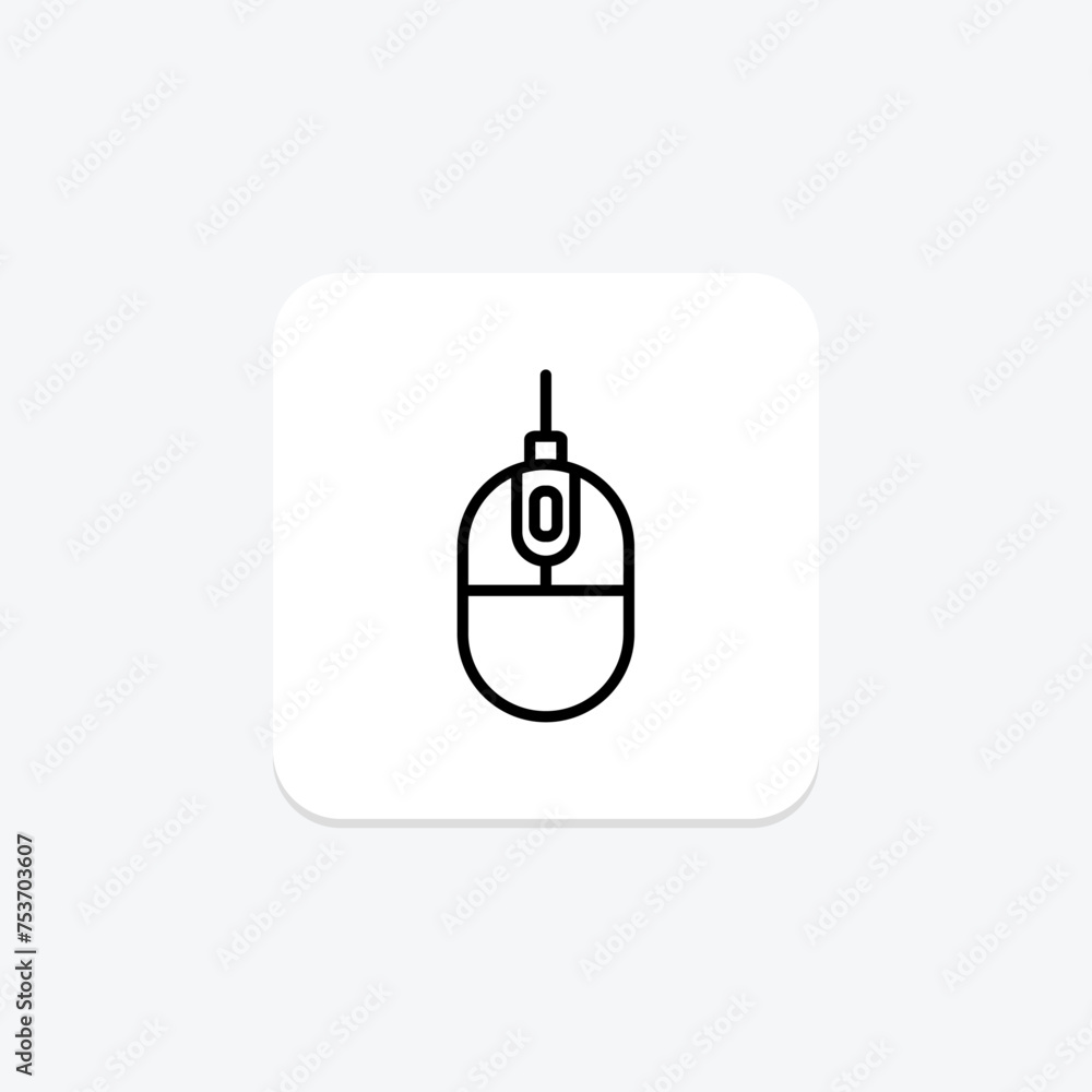 Obraz premium Computer Mouse icon, mouse, technology, click, pointer line icon, editable vector icon, pixel perfect, illustrator ai file