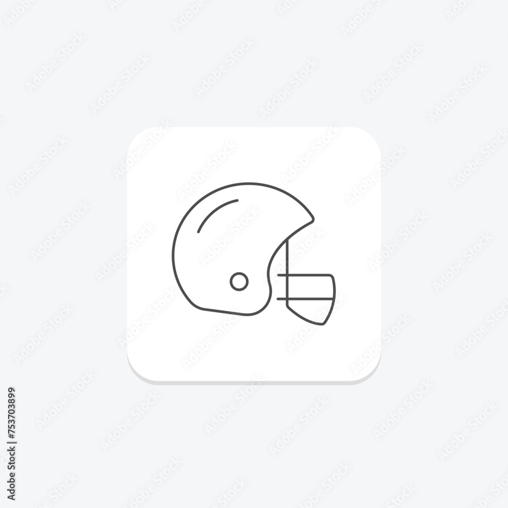 Fototapeta premium Football and Helmet icon, helmet, sport, protective, gear thinline icon, editable vector icon, pixel perfect, illustrator ai file