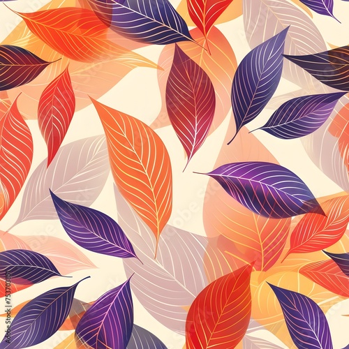 Pattern of stylized leaves in warm colors