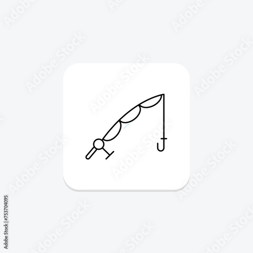 Fishing Rod icon, rod, fish, angling, reel color shadow thinline icon, editable vector icon, pixel perfect, illustrator ai file