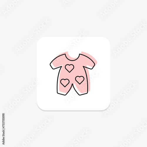 Baby Onesie icon, onesie, infant, clothing, garment color shadow thinline icon, editable vector icon, pixel perfect, illustrator ai file