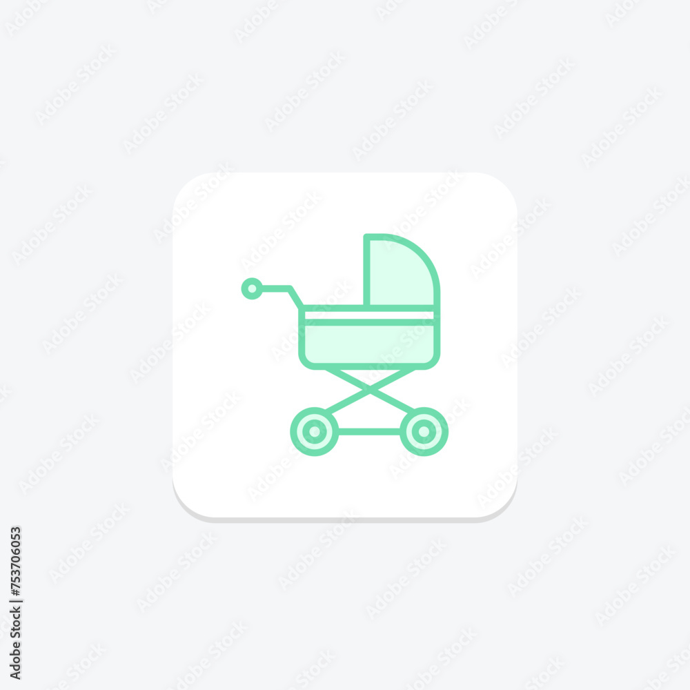 Baby Carriage icon, carriage, stroller, infant, transport duotone line icon, editable vector icon, pixel perfect, illustrator ai file Baby Carriage icon, carriage, stroller, infant, transport duotone line icon, editable vector icon, pixel perfect, illustrator ai file