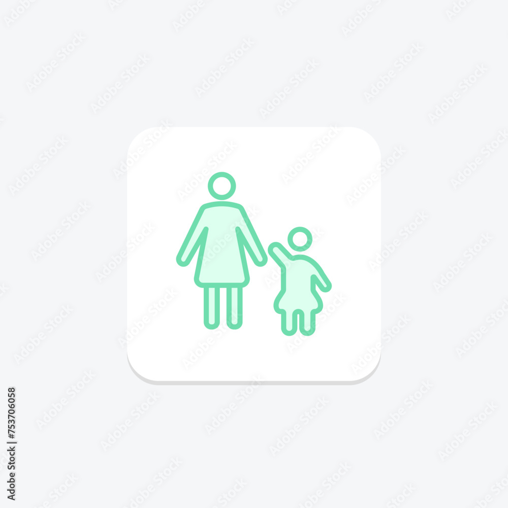 Fototapeta premium Mother and Teenager Icon icon, teenager, parent, child, family duotone line icon, editable vector icon, pixel perfect, illustrator ai file