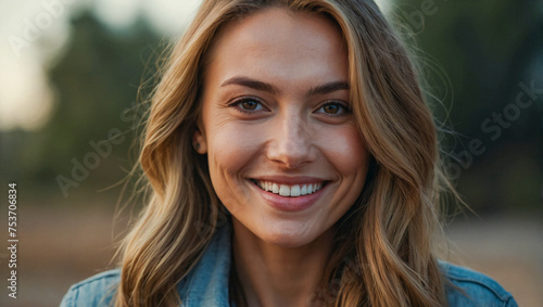 portrait of a beautiful woman smiling while looking at the camera on a clean background