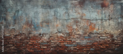 Aged brick wall with painted surface