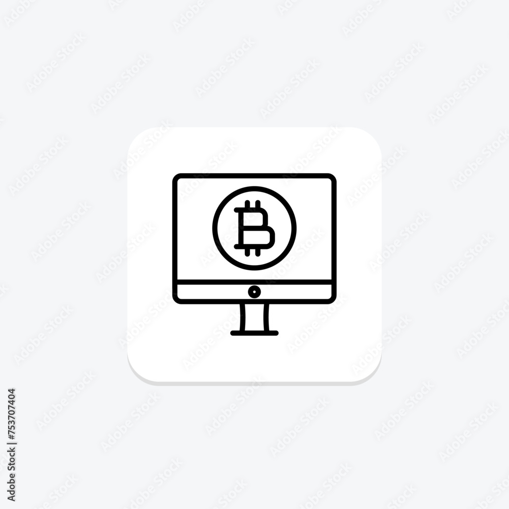 Bitcoin Wallet icon, wallet, cryptocurrency, digital, secure line icon, editable vector icon, pixel perfect, illustrator ai file