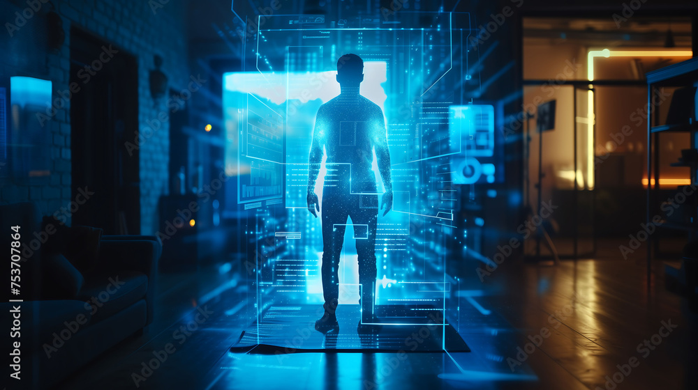a man access to metaverse, technology, metaverse concept, Virtual reality world, Immersive a man access to metaverse, technology, metaverse concept, Virtual reality world, Immersive