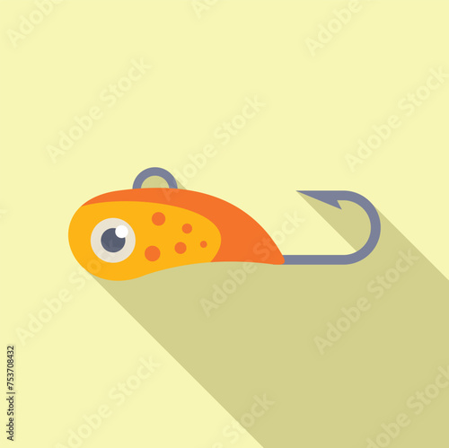Hook ice fishing bait icon flat vector. Nature sport. Outdoor traveling water