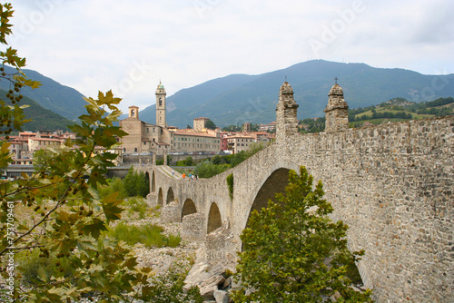 Gobbo Bridge or Ponte del Diavolo, province of Piacenza, Trebbia Valley, Emilia Romagna, Italy photo