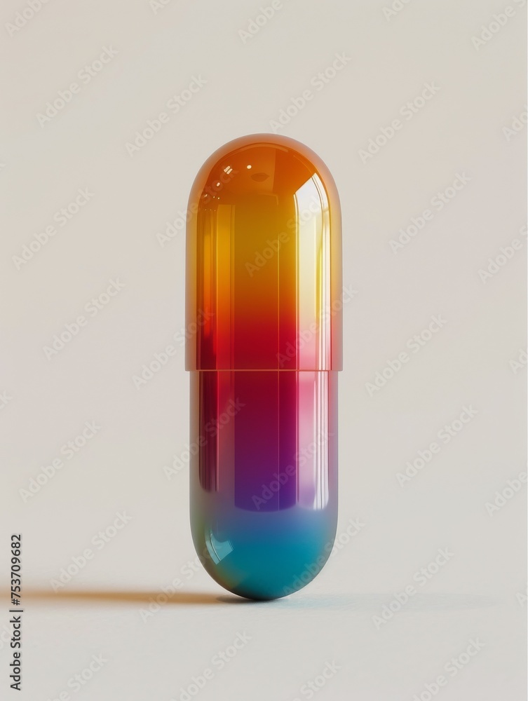 A Rainbow pill white studio background A Rainbow pill white studio background