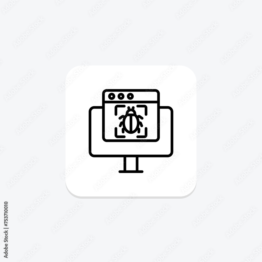 Malware Detection icon, detection, security, protection, cyber line icon, editable vector icon, pixel perfect, illustrator ai file Malware Detection icon, detection, security, protection, cyber line icon, editable vector icon, pixel perfect, illustrator ai file
