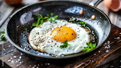 Cracking eggs into a skillet for sunny-side-up eggs
