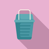 Ice fishing basket icon flat vector. Season camping. Fisher event arctic