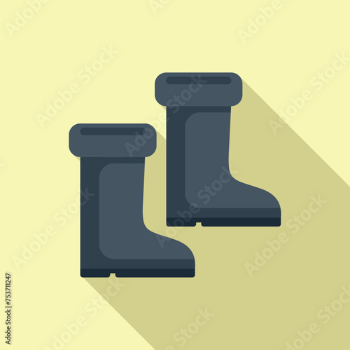 Ice fishing boots icon flat vector. Cold water outdoor. Polar activity