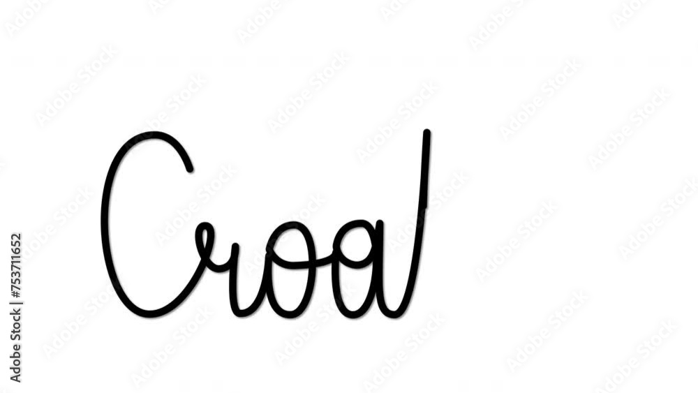 Croatia word handwriting self drawing animation.