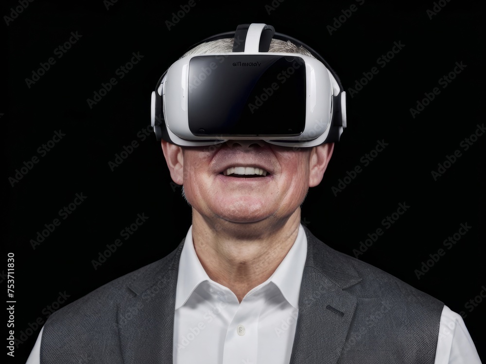 Elderly gray-haired mustache bearded man 50s wear yellow shirt hold in hand play pc game with joystick console watching in vr headset pc gadget isolated on plain pastel light blue background studio.
Elderly gray-haired mustache bearded man 50s wear yellow shirt hold in hand play pc game with joystick console watching in vr headset pc gadget isolated on plain pastel light blue background studio.