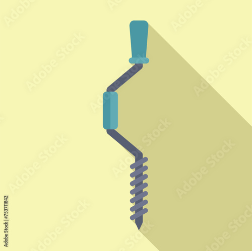 Ice fishing handle driller icon flat vector. Sport activity. Cold vacation