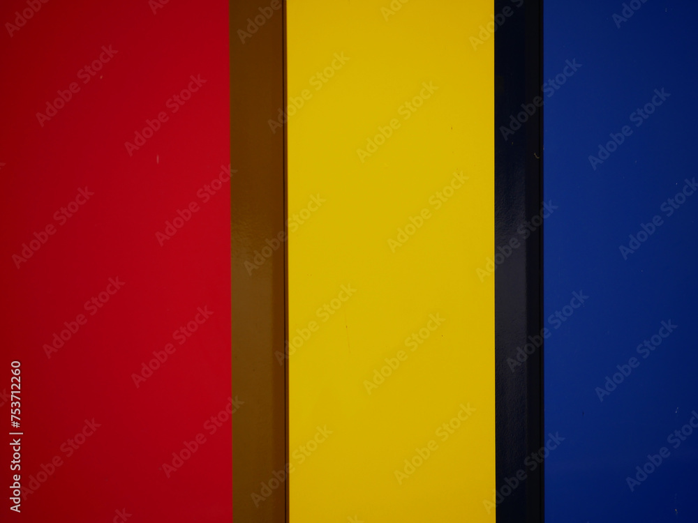 red yellow and blue stripes of wooden boards red yellow and blue stripes of wooden boards