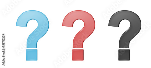 Glossy light blue, red and black question mark